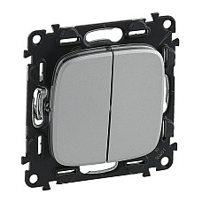 Вимикач 2-клавішний Legrand Valena ALLURE, автоматичні клеми, алюміній (752905) (1780844)