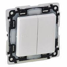 Legrand Valena LIFE вимикач 2-х клавішний автоматичні клеми IP44 білий (1405470)
