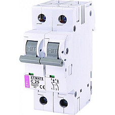 Автоматичний вимикач ETI, ETIMAT 6 2p С 25А (6 kA) (2143518) (1732476)
