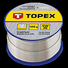 Припій олов'яний TOPEX Sn60Pb40 флюс SW26 дріт 1мм 100гр (44E514) (1841323)