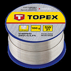 Припій олов'яний TOPEX Sn60Pb40 флюс SW21 дріт 1.5мм 100гр (44E532) (1841327)