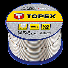 Припій олов'яний TOPEX Sn60Pb40 флюс SW26B дріт 1.5мм 100гр (44E524) (1841331)