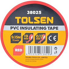 Ізоляційна стрічка Tolsen 19 мм х 9.2 м червона 0.13 мм (38025)