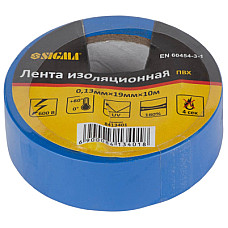 Ізоляційна стрічка Sigma ПВХ синя 0.13мм*19мм*10м (8413401)