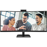Монітор TFT 34" AOC CU34E4CW,&nbsp;WQHD, VA,&nbsp;120Гц, вигн., 2xHDMI, DP, USB-C, RJ-45, USB-hub,cam,HAS,&nbsp;кол.,чорний (CU34E4CW)