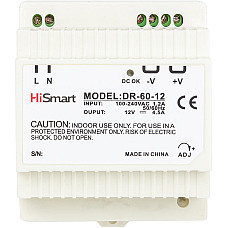 Блок живлення HiSmart 12V, 4.5A, 60W, DIN (1405976)