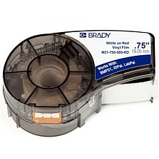 Стрічка для принтера етикеток Brady M21-750-595-RD vinyl, 19.05mm/6.4m. White on Red (M21-750-595-RD)