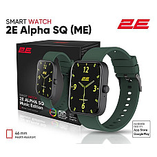 Смарт-годинник 2E Alpha SQ Music Edition 46mm Black-Green (2E-CWW40BKGN)