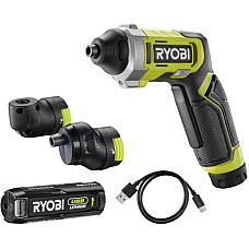 Викрутка акумуляторна Ryobi RSD4-120TA2, USB Lithium, 4V, 1х2Ah, 5Нм, 200об/хв, 2 насадки ,10 біт, кейс (5133006211)