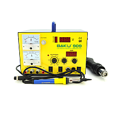 Паяльна станція BAKKU BK-909 цифрова індикація паяльник + фен з  внутр. БЖ 0-15В 1А (320*298*238) 48 кг (1782586)