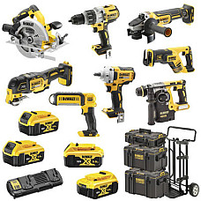 Набір електроіструментів DeWALT 8 од. 18 В XR Li-lon, вага 43.5 кг, 3 кейса, 4 АКБ та ЗП (DCK856P4)
