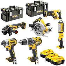 Набір електроіструментів DeWALT 6 од., 3*5Ah, 2 кейси TOUGH SYSTEM (DCK623P3)