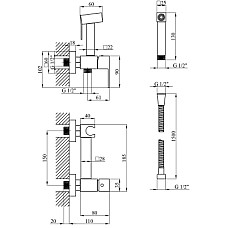 Душовий гарнітур Kroner Edelstahl Kubus-SCH082 + змішувач Edelstahl Kubus-SCH010-3 + змішувач Edelst