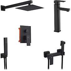 Душовий гарнітур Kroner Edelstahl Kubus-SCH082 + змішувач Edelstahl Kubus-SCH010-3 + змішувач Edelstahl Kubus-SCH052 (CVS30180)