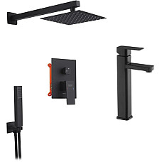 Душовий гарнітур Kroner Kubus-SCH082 + змішувач Edelstahl Kubus-SCH010-3 (CVS30178)