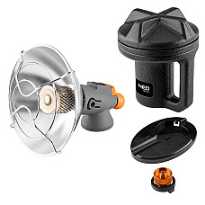 Обігрівач газовий туристичний Neo Tools, 92г/год, картриджний, регулятор, п'єзопідпал, чорний (90-134)