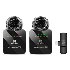 Мікрофон Puluz для iPhone/iPad 8-контактний приймач і два мікрофони Black (PU647B)