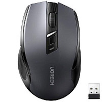Мишка UGREEN 2.4GHz MU006, бездротова, Bluetooth, 4000dpi., 4кн.,Silence Design, Сіра (90855)