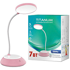LED лампа настiльна з акумулятором DC3 TITANUM TLTF-022P 7W 3000-6500K USB рожева (26845)