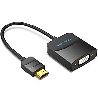 Перехідник HDMI M -> VGA F, 1080P 60Hz, 3,5мм Audio, кабель 0,15м Vention (42154) (1774106)