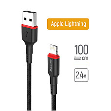 Дата кабель USB 2.0 AM to Lightning 1.0m 2.4А black ColorWay (CW-CBUL064-BK)