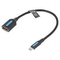 Перехідник USB 2.0 Micro BM to USB AF (OTG) 0.15m Black PVC Vention (CCUBB)