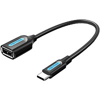 Перехідник OTG USB 2.0 AF to USB-C 0.15m black VENTION (CCSBB)
