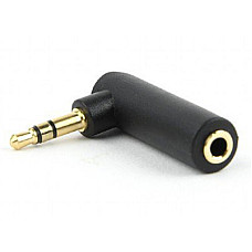 Адаптер Cablexpert 3.5 мм - 3.5 мм (M/F), кутовий, чорний (A-3.5M-3.5FL)