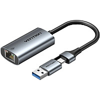 Перехідник USB-C to RJ45 Ethernet 1000Mbps gray VENTION (CFQHB)