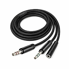 Адаптер ColorWay 3.5 мм - 2х3.5 мм (F/M), 1 м, Black (CW-AD-J2MJ)