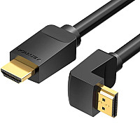 Кабель мультимедійний HDMI M to HDMI M 2.0m V2.0 4K60Hz 90° corner PVC black Vention (AAQBH)