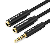 Кабель Vention Audio 3.5 mm M - 2х3.5 mm F, 0.3 m, Black (BBVBY)