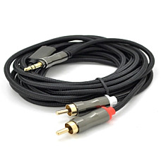 Кабель мультимедійний 3.5mm M to 2xRCA M 1.5m Stereo black VEGGIEG (YT-AR2-1.5V-A601)