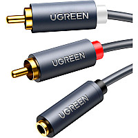 Кабель мультимедійний AUX 3.5mm TRS to RCAx2 M/M 0.25m AV102 Black Ugreen (10561) (1800321)