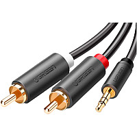 Кабель мультимедійний AUX 3.5mm TRS to RCAx2 M/M 1.5m AV102 Black Ugreen (10511) (1800322)