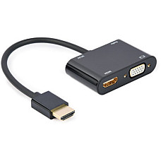 Адаптер Cablexpert HDMI - HDMI/VGA+Аудіо 3.5 мм, M/F, 0.15 м, чорний (A-HDMIM-HDMIFVGAF-01) коробка