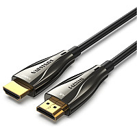 Кабель мультимедійний HDMI to HDMI 30.0m V2.0 Optical 4K 60Hz 18Gbps Dolby 7.1 PVC Black Zinc Alloy VENTION (ALABT)