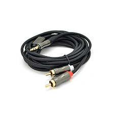 Кабель мультимедійний 3.5mm M to 2xRCA M 3.0m black VEGGIEG (YT-AR2-3)