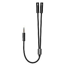 Адаптер ColorWay 3.5 мм - 2х3.5 мм (M/F), 0.28 м, Black (CW-AD-J2FJ)