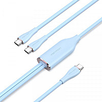 Дата кабель USB-C to 2xUSB-C 1.5m 5.0A Silicone Type Blue Vention (CTMSG)