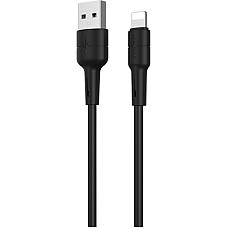 Дата кабель USB 2.0 AM to Lightning 1.0m 2.4A silicone BX30 black BOROFONE (6931474706867)