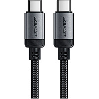 Дата кабель USB-C to USB-C 1.2m 3A aluminum alloy C20-03 Black Acefast (6974316283775)