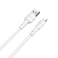 Дата кабель USB 2.0 AM to Lightning 1.0m 2.4A silicone white BOROFONE (6931474706874)