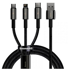 Дата кабель USB 2.0 AM to Lightning + Micro 5P + Type-C 1.5m 3.5A black Baseus (CAMLTWJ-01)