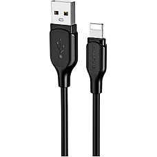 Дата кабель USB 2.0 AM to Lightning 1.0m 2.4A silicone BX42 black BOROFONE (6931474736727)