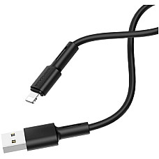 Дата кабель USB 2.0 AM to Lightning 1.0m 2.4A silicone black BOROFONE (6931474710352)