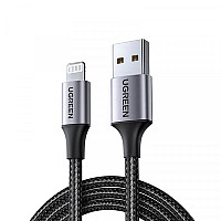 Дата кабель USB 2.0 AM to Lightning 1.0m 2.4A US199 black UGREEN (60156)