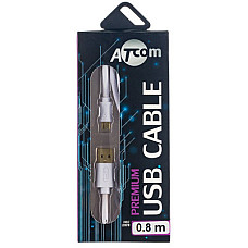 Дата кабель USB 2.0 AM to Micro 5P 0.8m white Atcom (16123)