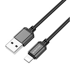 Дата кабель USB 2.0 AM to Lightning 1.0m 2.4A nylon BX87 black BOROFONE (6974443389005)