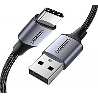Дата кабель USB 2.0 AM to USB-C 1.5m US288 Aluminum Braid (Black) Ugreen (60127)